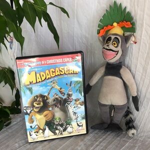 MADAGASCAR DVD movie & TY Beanie Baby RARE King Julien lemur plush toy NWT